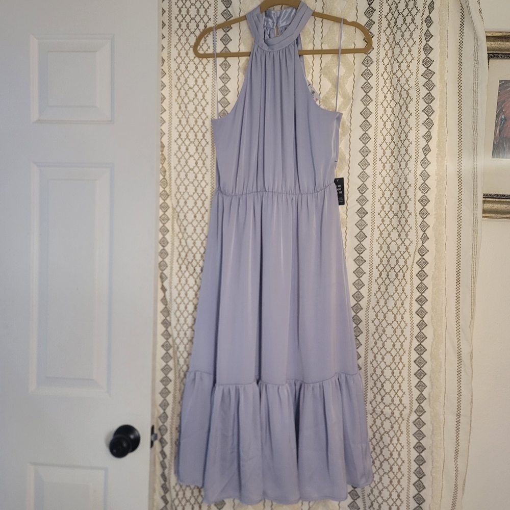 Express Satin Lavender Sleeveless Halter Dress